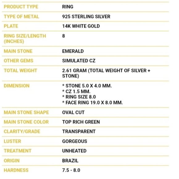 Emerald Ring, Anniversary Ring, Gemstone Ring, Green Stone Ring, Birthstone Ring - Picture 4 of 5